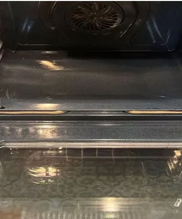 Oven interior spotless and shining after a deep clean
